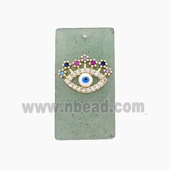 Natural Green Strawberry Quartz Rectangle Pendant Pave Eye Zirconia