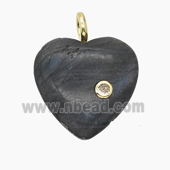 Natural Labradorite Heart Pendant Pave Zirconia