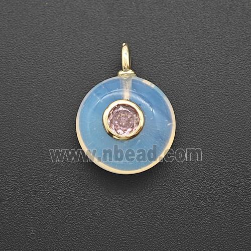 Opalite Coin Pendant Pave Zirconia