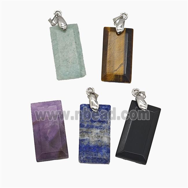 Gemstone Pendant, Platinum Plated