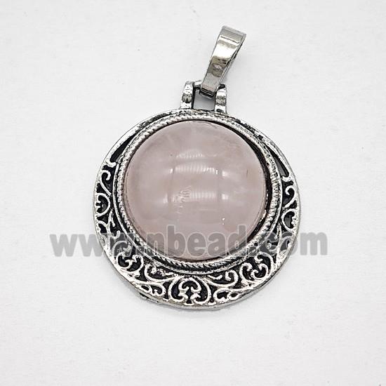 Gemstone Pendant, Antique Silver Plated