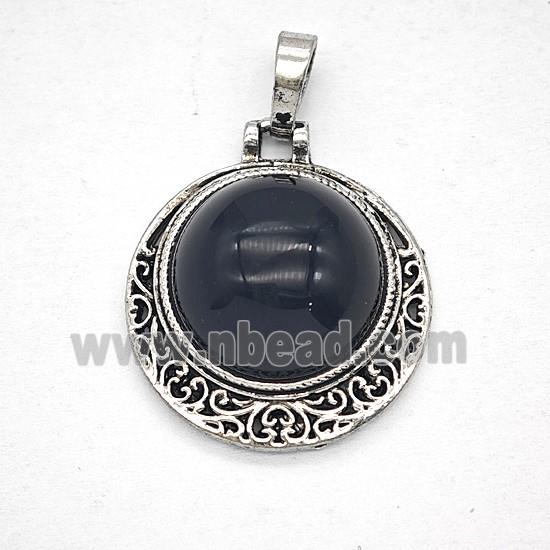 Gemstone Pendant, Antique Silver Plated