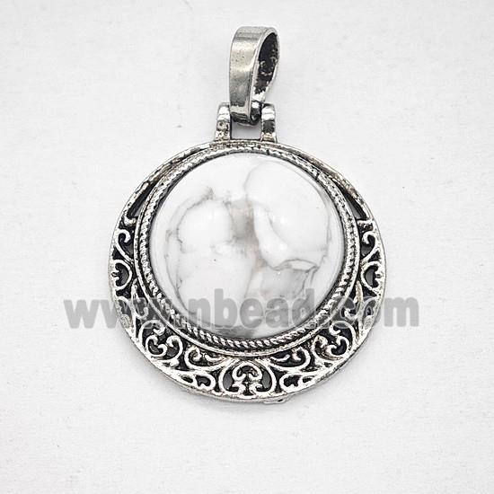 Gemstone Pendant, Antique Silver Plated