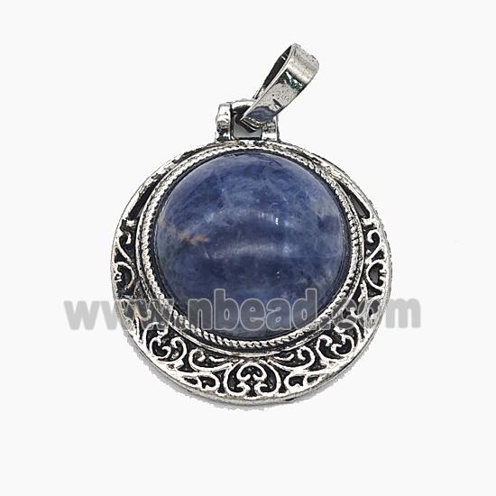 Gemstone Pendant, Antique Silver Plated