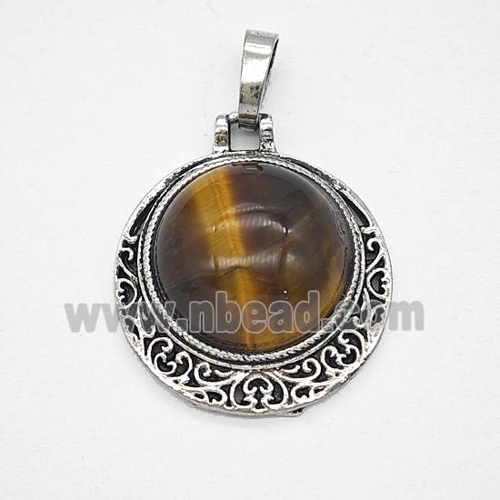 Gemstone Pendant, Antique Silver Plated