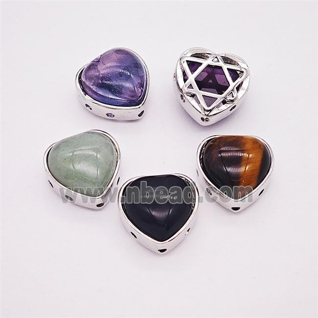 Gemstone Pendant, Antique Silver Plated