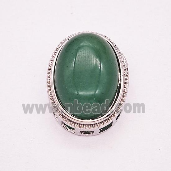Gemstone Pendant, Antique Silver Plated