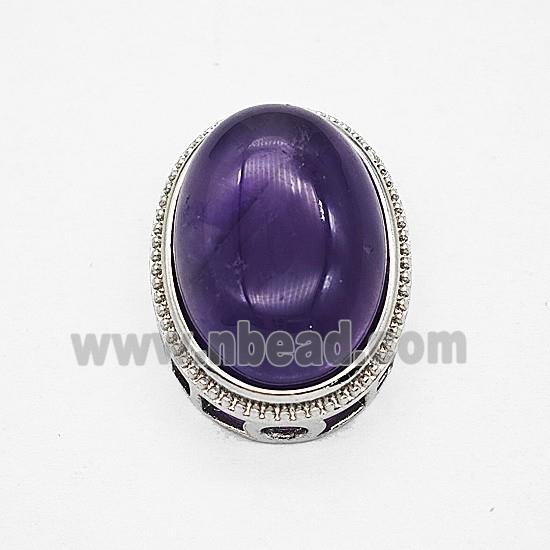 Gemstone Pendant, Antique Silver Plated