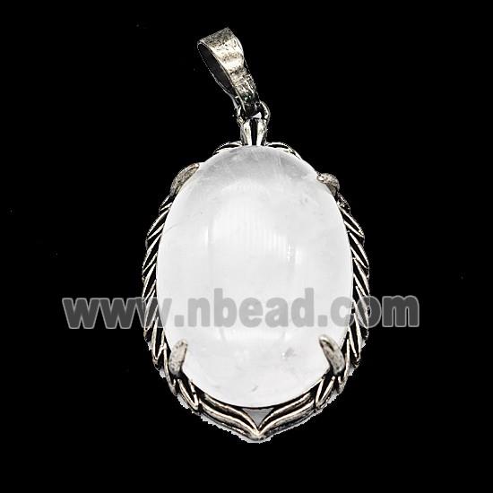 Gemstone Pendant, Antique Silver Plated