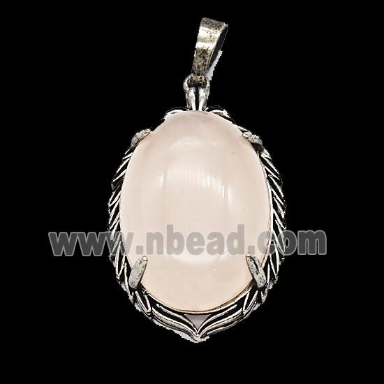 Gemstone Pendant, Antique Silver Plated