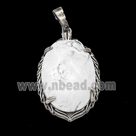 Gemstone Pendant, Antique Silver Plated