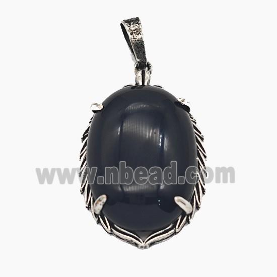 Gemstone Pendant, Antique Silver Plated