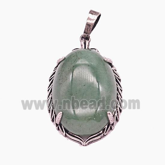 Gemstone Pendant, Antique Silver Plated