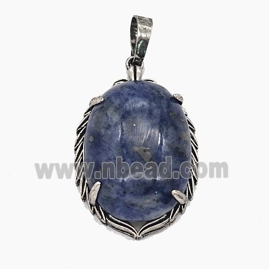 Gemstone Pendant, Antique Silver Plated
