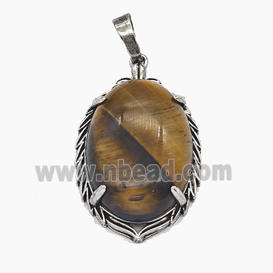 Gemstone Pendant, Antique Silver Plated