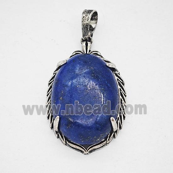 Gemstone Pendant, Antique Silver Plated