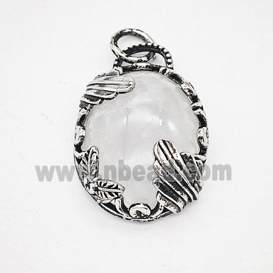 Gemstone Pendant, Antique Silver Plated