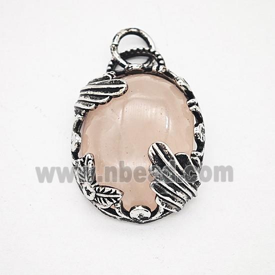 Gemstone Pendant, Antique Silver Plated