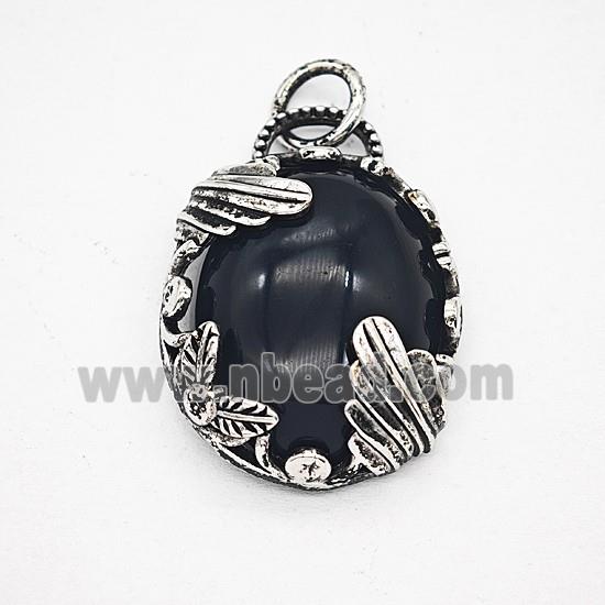 Gemstone Pendant, Antique Silver Plated