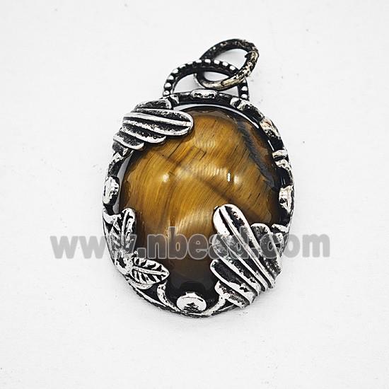 Gemstone Pendant, Antique Silver Plated