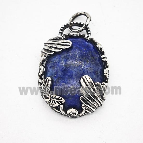 Gemstone Pendant, Antique Silver Plated