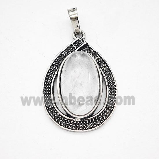 Gemstone Pendant, Antique Silver Plated