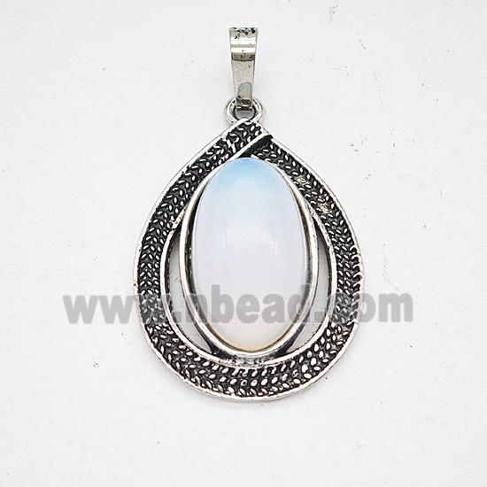 Gemstone Pendant, Antique Silver Plated
