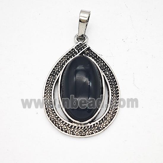 Gemstone Pendant, Antique Silver Plated
