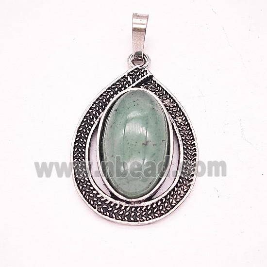 Gemstone Pendant, Antique Silver Plated