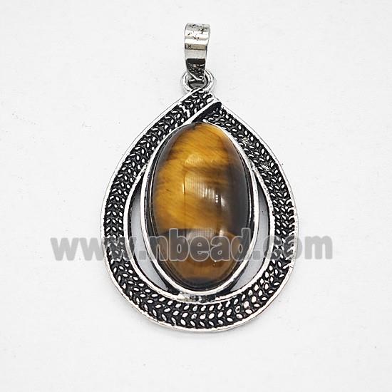 Gemstone Pendant, Antique Silver Plated