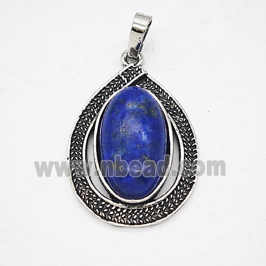 Gemstone Pendant, Antique Silver Plated