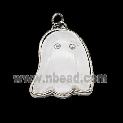 Gemstone Pendant, Antique Silver Plated