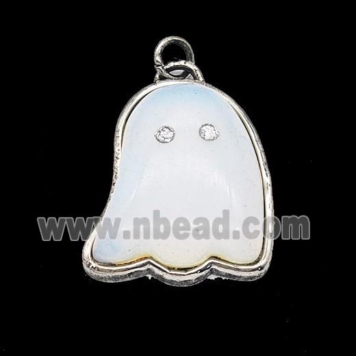 Gemstone Pendant, Antique Silver Plated