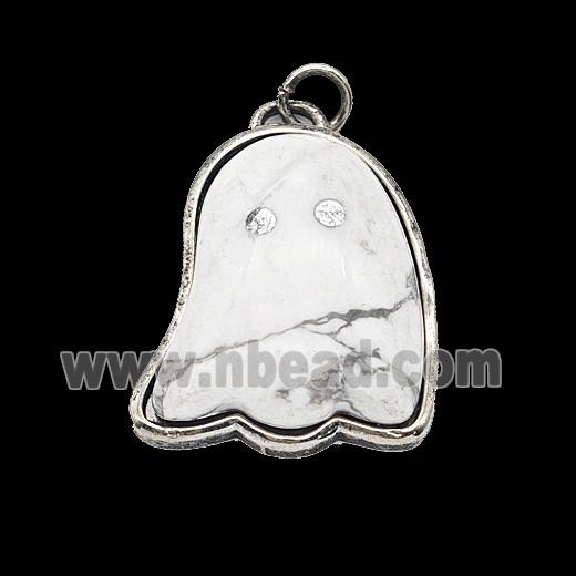 Gemstone Pendant, Antique Silver Plated