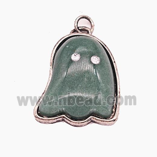 Gemstone Pendant, Antique Silver Plated
