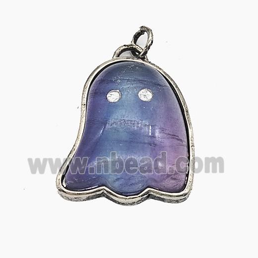 Gemstone Pendant, Antique Silver Plated