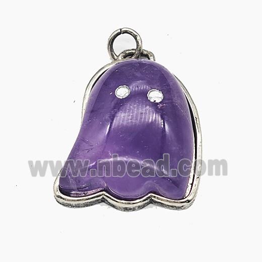 Gemstone Pendant, Antique Silver Plated