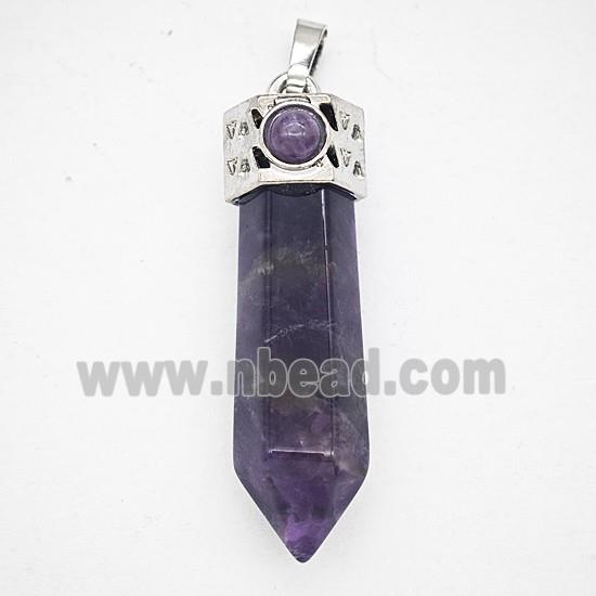 Gemstone Pendant, Antique Silver Plated