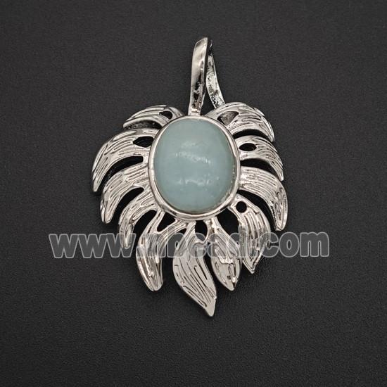 Gemstone Pendant, Antique Silver Plated
