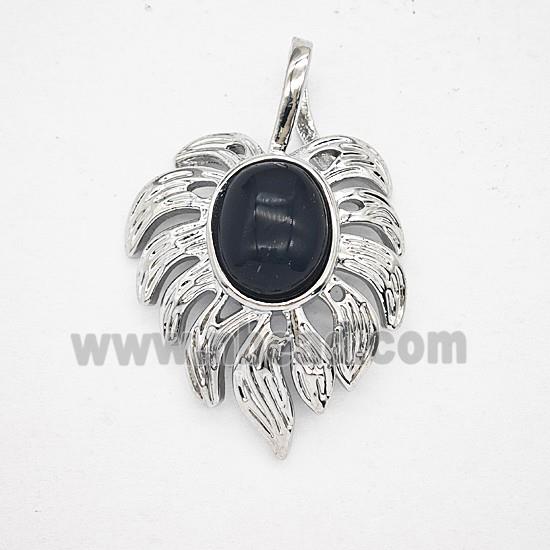 Gemstone Pendant, Antique Silver Plated