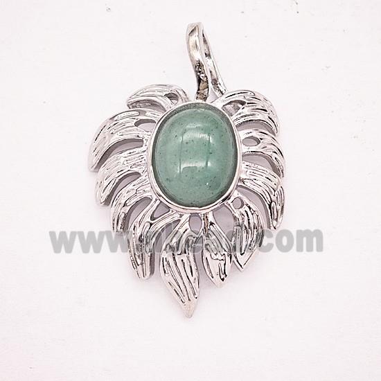 Gemstone Pendant, Antique Silver Plated