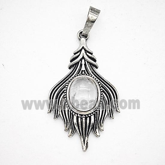Gemstone Pendant, Antique Silver Plated