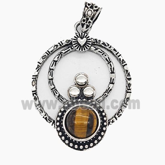 Gemstone Pendant, Antique Silver Plated