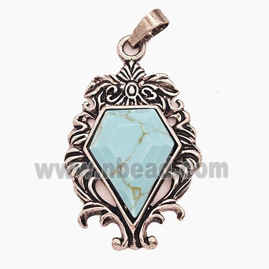Gemstone Pendant, Antique Silver Plated
