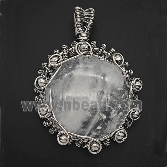 Gemstone Pendant, Antique Silver Plated
