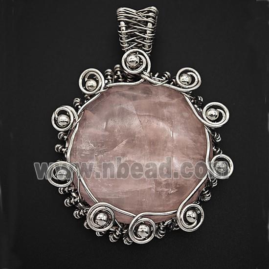 Gemstone Pendant, Antique Silver Plated