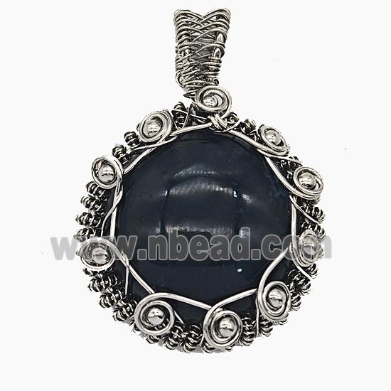 Gemstone Pendant, Antique Silver Plated