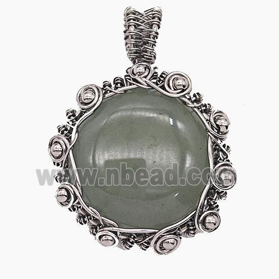 Gemstone Pendant, Antique Silver Plated