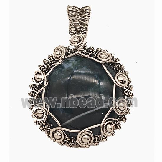 Gemstone Pendant, Antique Silver Plated