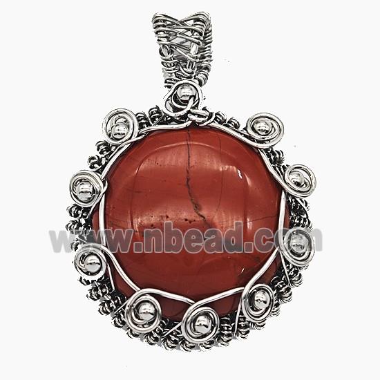 Gemstone Pendant, Antique Silver Plated